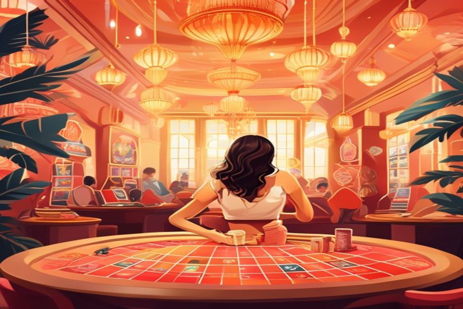 Live casino table with shuffled cards and roulette wheel at 77 Lottery